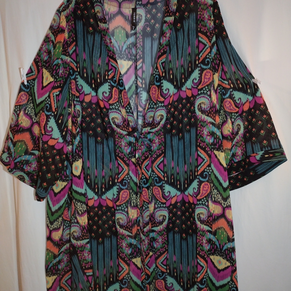 Torrid Swim Cover up Kimono Size 3 3X - Picture 4 of 11